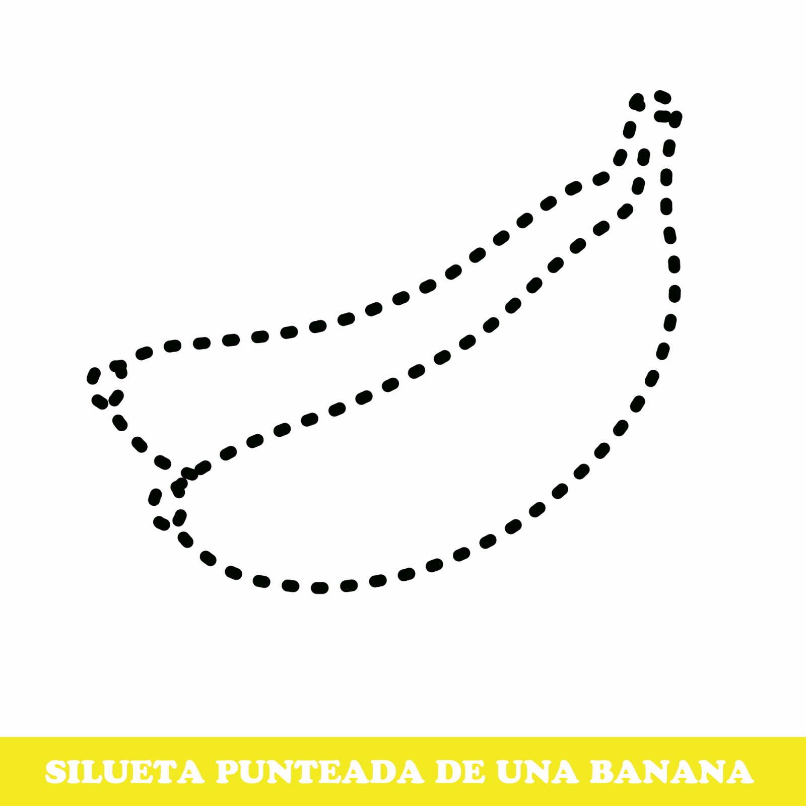 Silueta punteada de una banana para colorear
